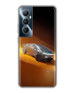 Чехол для Realme C65 с картинкой «Cybertruck в пустыне»