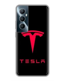 Чехол для Realme C65 с картинкой «Tesla Red Logo»