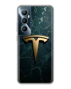Чехол для Realme C65 с картинкой «Мраморная Tesla Gold»