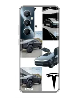 Чехол для Realme C65 с картинкой «Коллаж Cybertruck Tesla»
