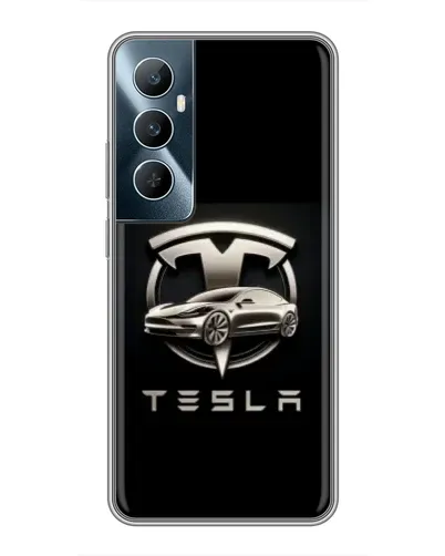 Чехол для Realme C65 с картинкой «Tesla — серебристое авто» Чехол для Realme C65 с картинкой «Tesla — серебристое авто»