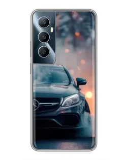Чехол для Realme C65 с картинкой «Mercedes — ночной город»
