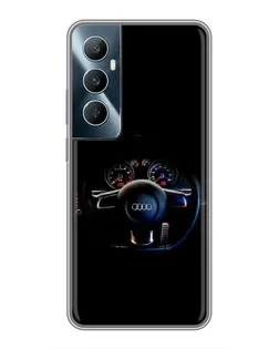 Чехол для Realme C65 с картинкой «Салон Audi — руль»