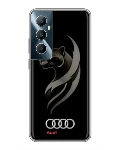 Чехол для Realme C65 с картинкой «Графика — пантера и Audi»