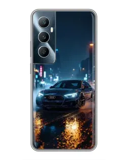 Чехол для Realme C65 с картинкой «Ночной город и Audi»