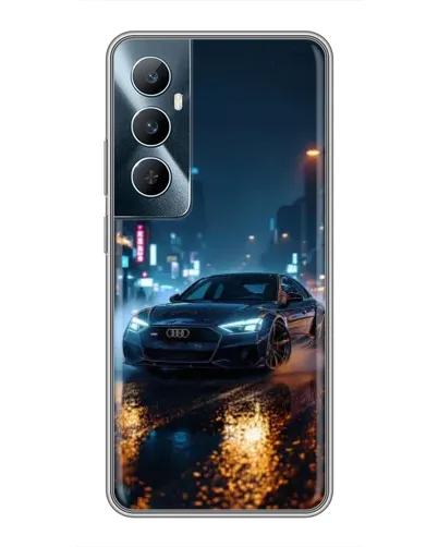 Чехол для Realme C65 с картинкой «Ночной город и Audi»