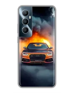 Чехол для Realme C65 с картинкой «Audi в огненном дыму»