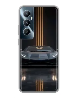 Чехол для Realme C65 с картинкой «Lamborghini золотые линии»