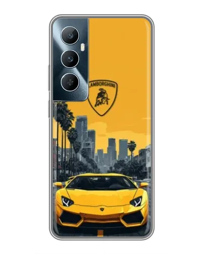 Чехол для Realme C65 с картинкой «Желтый Lamborghini город» Чехол для Realme C65 с картинкой «Желтый Lamborghini город»