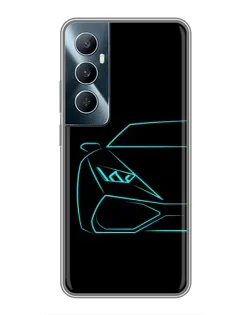 Чехол для Realme C65 с картинкой «Голубой силуэт Lamborghini»