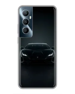 Чехол для Realme C65 с картинкой «Черный Lamborghini Aventador»