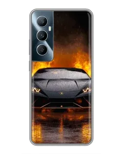 Чехол для Realme C65 с картинкой «Lamborghini в огне»