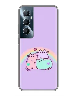Чехол для Realme C65 с картинкой «Радужные Пушины»