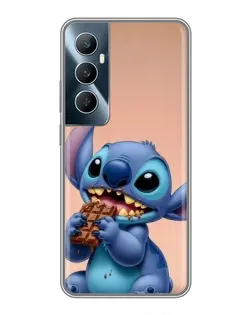 Чехол для Realme C65 с картинкой «Стич ест шоколад»