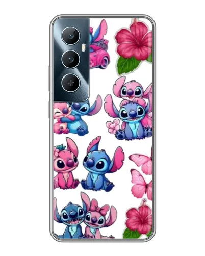 Чехол для Realme C65 с картинкой «Стикеры Stitch и Angel»