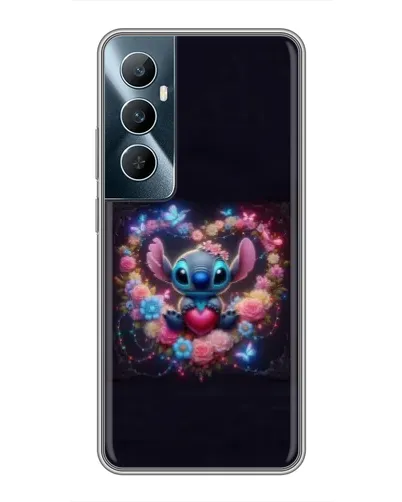 Чехол для Realme C65 с картинкой «Stitch в цветах»