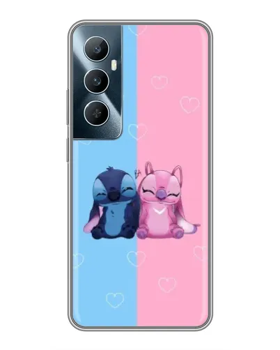 Чехол для Realme C65 с картинкой «Stitch и Angel Love»
