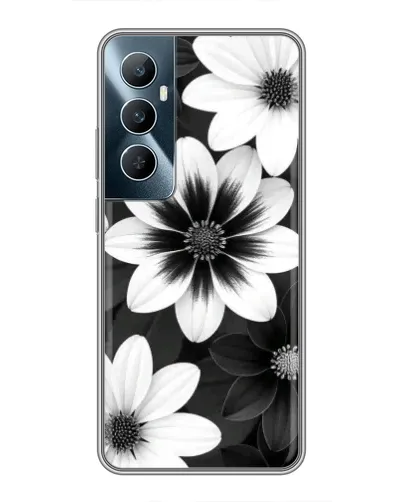 Чехол для Realme C65 с картинкой «Монохромные астры»