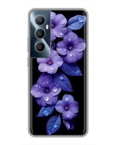 Чехол для Realme C65 с картинкой «Фиолетовые цветы с росою»