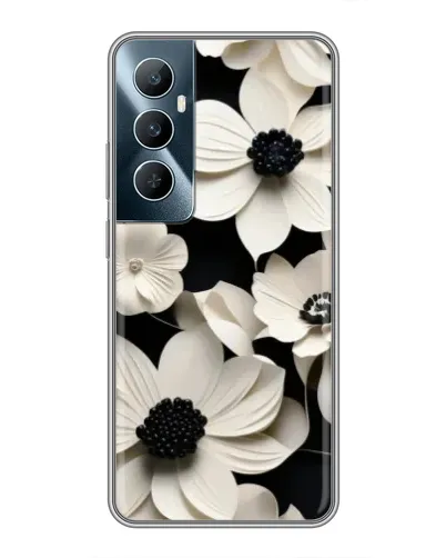 Чехол для Realme C65 с картинкой «Объемные белые цветы»