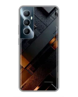 Чехол для Realme C65 с картинкой «Черные геометрические блоки»