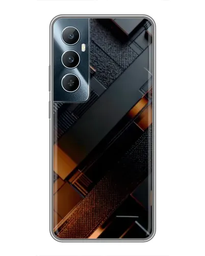 Чехол для Realme C65 с картинкой «Черные геометрические блоки»