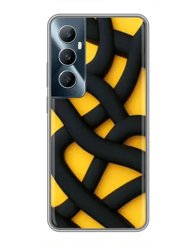 Чехол для Realme C65 с картинкой «Черное желтое переплетение»