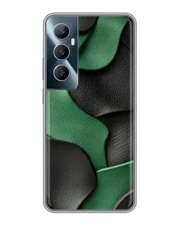 Чехол для Realme C65 с картинкой «Зеленые кожаные волны»