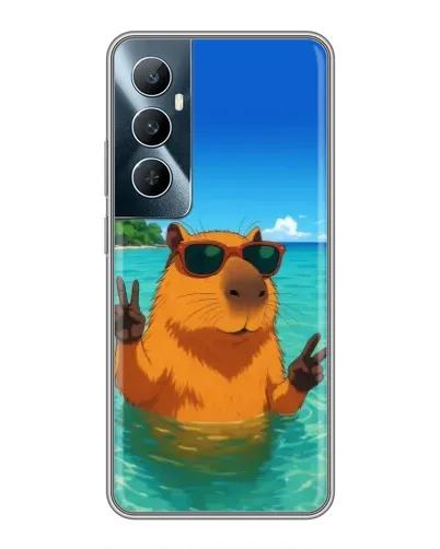 Чехол для Realme C65 с картинкой «Морская капибара»