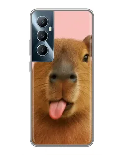 Чехол для Realme C65 с картинкой «Капибара с языком»