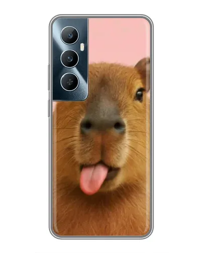 Чехол для Realme C65 с картинкой «Капибара с языком»