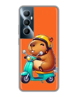 Чехол для Realme C65 с картинкой «Капибара на скутере»