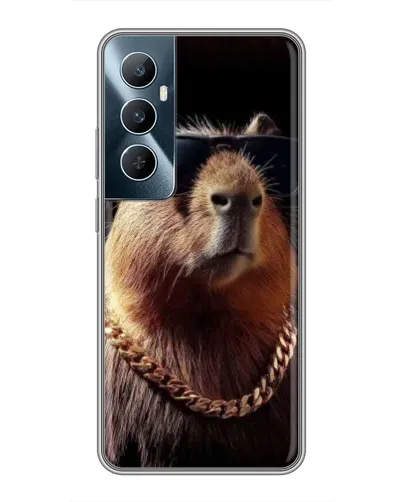 Чехол для Realme C65 с картинкой «Капибара золотая цепь»