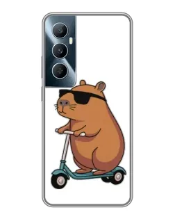Чехол для Realme C65 с картинкой «Капибара на самокате»