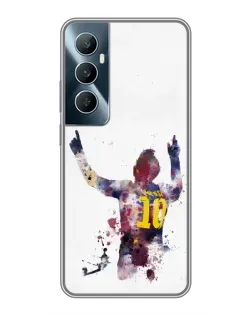 Чехол для Realme C65 с картинкой «Акварельный Месси Барселона»