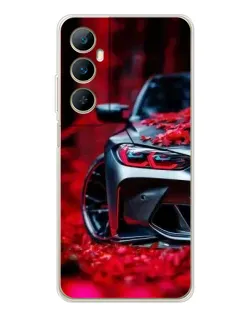 Чохол для Realme C66 з картинкою «Спортивна BMW та квіти»