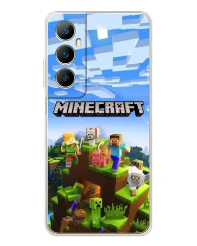 Чехол для Realme C66 с картинкой «Minecraft классический мир»