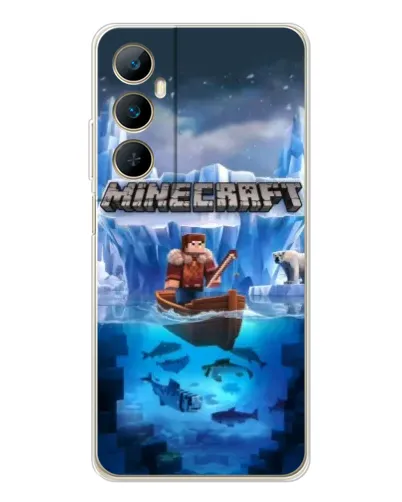 Чехол для Realme C66 с картинкой «Minecraft ледяной мир»