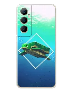 Чехол для Realme C66 с картинкой «Черепаха Minecraft»