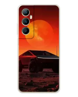 Чехол для Realme C66 с картинкой «Cybertruck на Марсе»