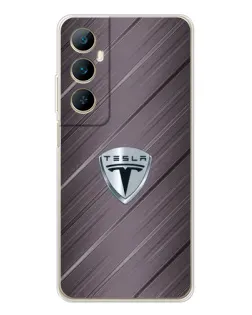 Чехол для Realme C66 с картинкой «Металлическая текстура Tesla»