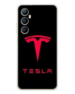 Чехол для Realme C66 с картинкой «Tesla Red Logo»