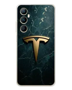 Чехол для Realme C66 с картинкой «Мраморная Tesla Gold»