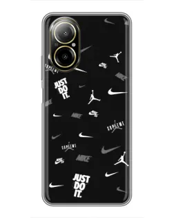 Чехол для Realme C67 с картинкой «Nike Black Pattern»