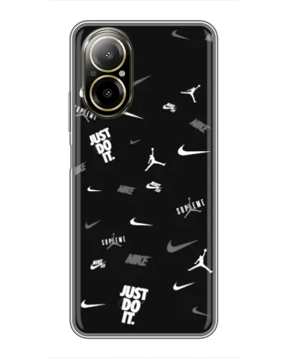 Чехол для Realme C67 с картинкой «Nike Black Pattern» Чехол для Realme C67 с картинкой «Nike Black Pattern»