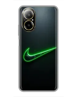 Чехол для Realme C67 с картинкой «Неоновый контур Nike»