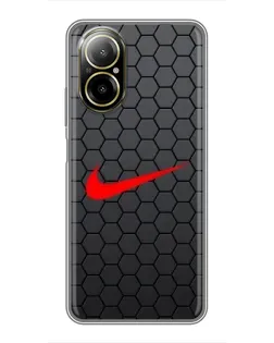 Чехол для Realme C67 с картинкой «Nike — карбоновая сетка»