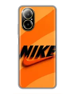 Чехол для Realme C67 с картинкой «Оранжевый драйв Nike»