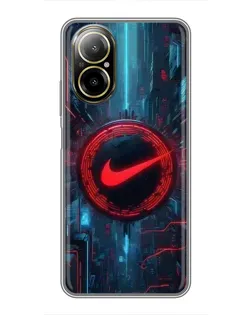 Чехол для Realme C67 с картинкой «Техногенный стиль Nike»