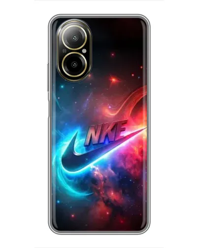 Чехол для Realme C67 с картинкой «Огненный логотип Nike»